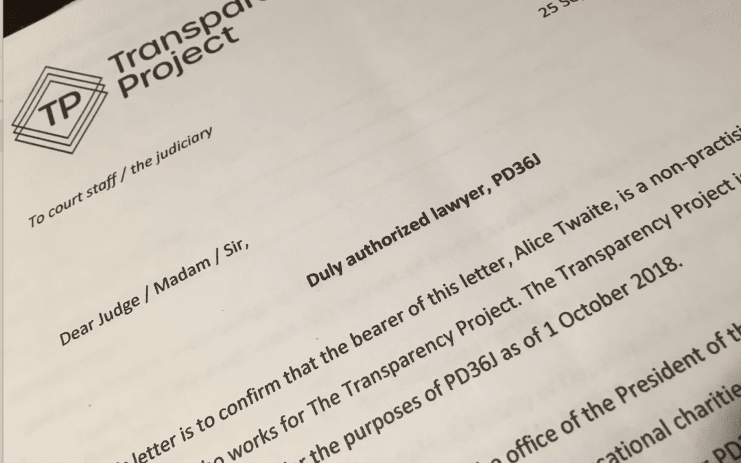 Day 2 of the legal blogging pilot – Attending as a non-practising solicitor, under the umbrella of the Transparency Project