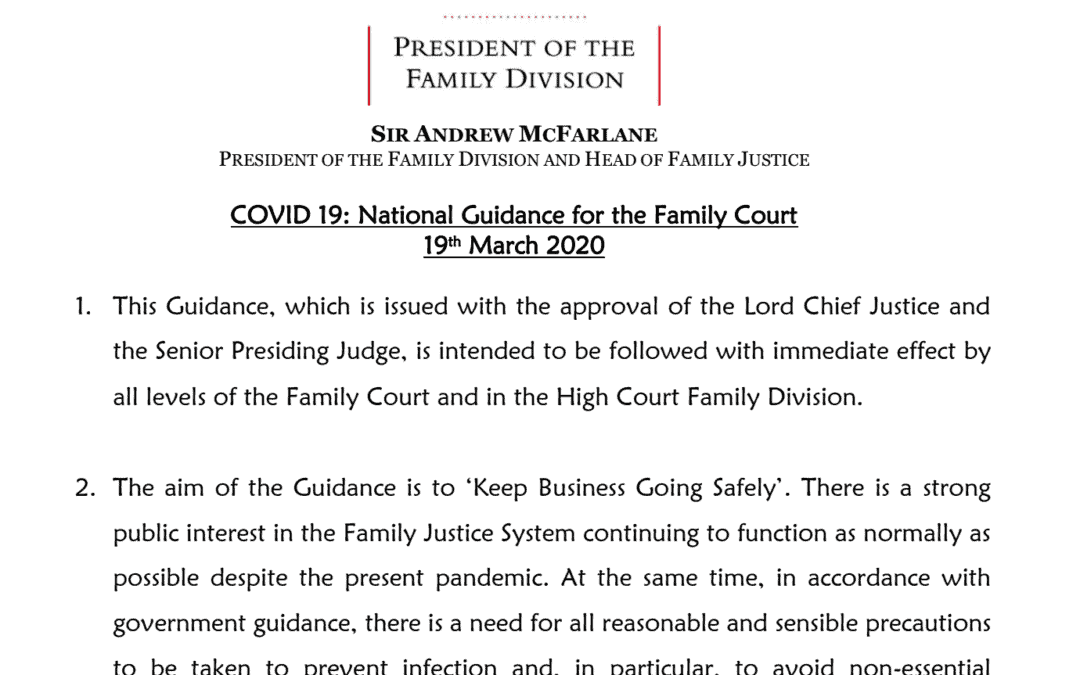 The President’s guidance for the Family Court on Covid 19